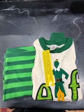 Hanna Andersson Green and Cream Elf Pajama Set